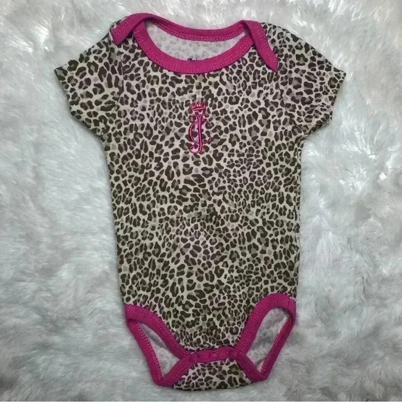 Juicy Couture Diaper Shirt Onesie Leopard Print  Size 0-3 Months - Picture 1 of 16